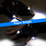 LED Fingerless Gloves Waterproof Outdoor Flashlight for Fishing